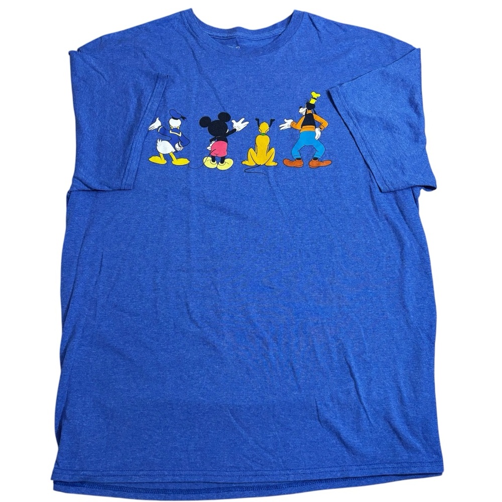 Licensed Disney Mickey Mouse and friends waving goodbye. Heather blue. Men’s XL